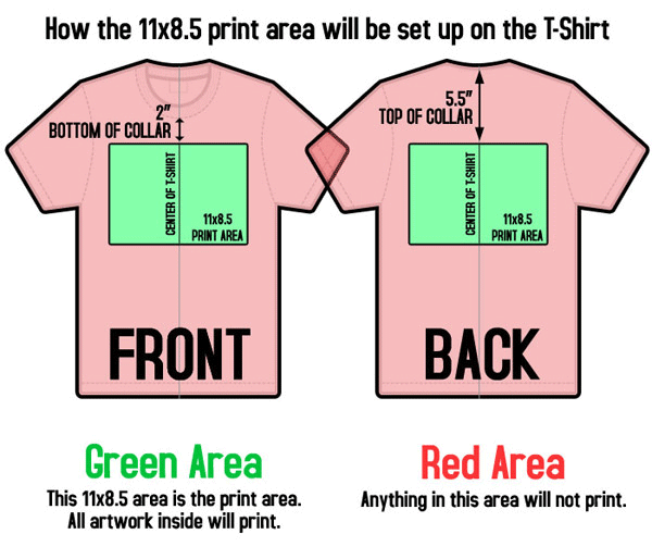 t-shirt print area t-shirt print area
